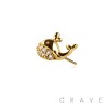 316L SURGICAL STEEL THREADLESS PUSH IN MULTI CZ WILLY WHALE TOP PART